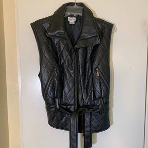 Styleworks Black Faux Leather Vest, Size Medium